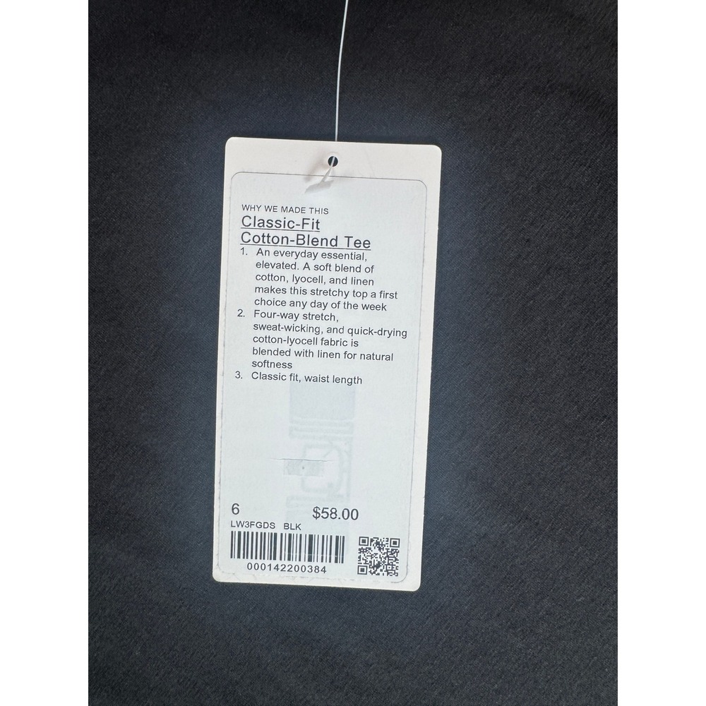 Lululemon Classic-Fit Cotton-Blend Tee Black Size 6 NWT - Picture 5 of 5